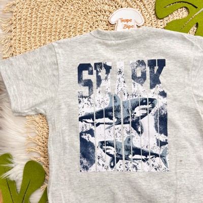 Conj. Camiseta Shark e Bermuda Tubarões - Mescla 